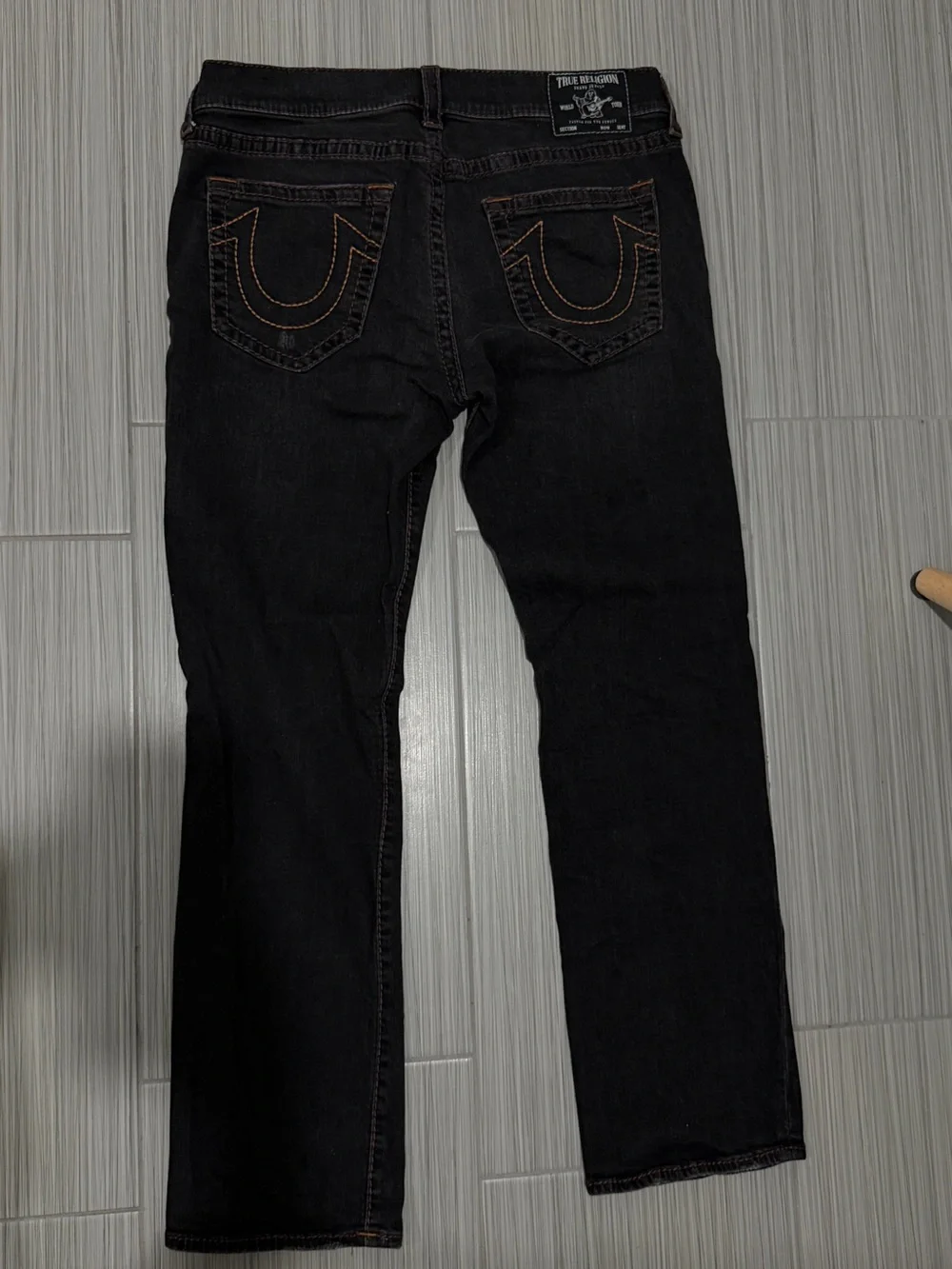 True Religion Ricky Relaxed Straight Black Jeans Distressed Y2K sz 36